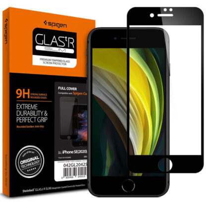 Spigen SLIM iPhone SE 2022/ SE 2020/ 8/ 7 kaitseklaas (must)